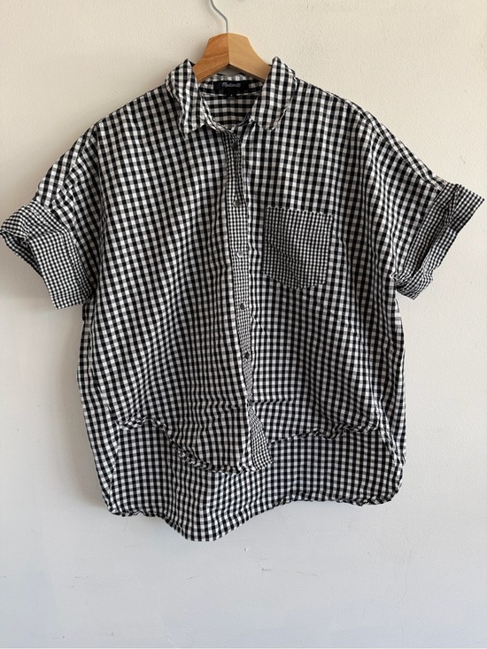 Madewell Tops - Madewell Black & White Gingham Short-Sleeve Button Front Shirt